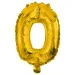 Zahlreiche Folienballons in Goldfarbe – Zahl 0, 86 cm