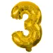 Zahlreiche Folienballons in Goldfarbe – Zahl 3, 86 cm