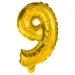 Zahlreiche Folienballons in Goldfarbe – Zahl 9, 86 cm