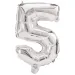 Zahlreiche Folienballons in Silber – Zahl 5, 86 cm