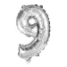 Zahlreiche Folienballons in Silber – Zahl 9, 32 cm