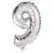 Zahlreiche Folienballons in Silber – Zahl 9, 86 cm