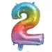 Zahlreiche Folienballons in metallischem Regenbogenfarben – Zahl 2, 34 cm