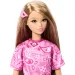 Barbie: Fashionista Freundinnen stilvolle Modepuppe in rosa Tuchmusterkleid - Mattel Bild 3