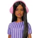 Barbie: Fashionista Freundinnen stilvolle Modepuppe mit Kopfhörern in lila Kleid – Mattel Bild 3
