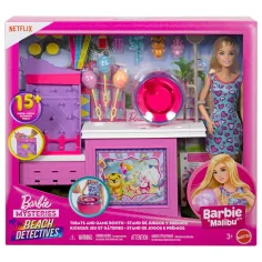 Barbie Mysteries: Beach Detectives – Zuckerwatte-Stand-Spielset mit Puppe – Mattel Bild 1