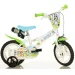 Bluey 12” Kinderfahrrad mit Flaschenhalter und Stützrädern in Weiß-Blau-Grün – Dino Bikes Fahrrad Bild 1