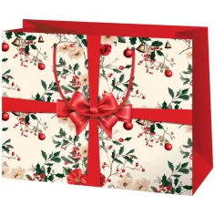 Cardex: Rote Schleifenmuster große Geschenktüte 26x13x33cm