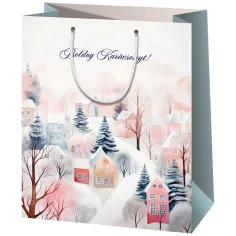 Cardex: Schneebedeckte Häuser normale Größe Geschenktasche 11x6x14cm