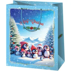 Cardex: Weihnachts-Pinguine mittelgroße Geschenktasche 17x10x23cm