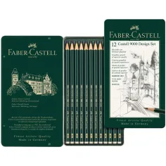 Faber-Castell: 9000 Design Graphitbleistift-Set in Metalldose, 12 Stück