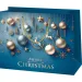 Frohe Weihnachten mit gold-silbernen Ornamenten und Rentieren blaue mittelgroße Geschenktüte 18x23x10cm