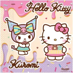 Hello Kitty und Kuromi Papierservietten-Set - 2-lagig, 33 x 33 cm, 20 Stück