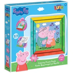 Luna: Peppa Wutz 2-in-1 64-teiliges ausmalbares Puzzle mit Rahmen Bild 1