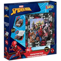Luna: Spider-Man 2-in-1 64-teiliges Rahmenpuzzle zum Ausmalen Bild 1