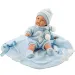 Neugeborene Jungenpuppe mit blauer Decke 38 cm