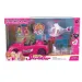 Pink leuchtendes Sportwagen-Set mit Hubschrauber und Zubehör. Bild 1