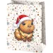 Riesen-Geschenktasche mit Weihnachtsmütze Hamster-Muster 33x15x44,5cm