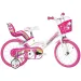 Rosa-weiße Einhorn Kinderfahrrad Größe 14 - Dino Bikes Fahrrad