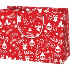 Rot-weiße Weihnachtsmittelgroße Geschenktasche 18x10x23cm