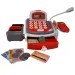 Rote funktionale elektrische Registrierkasse mit Förderband, Produkten und Sound. Bild 3