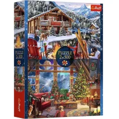 Weihnachten in den Bergen 2x500 Teile Puzzle - Trefl Bild 1