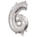 Zahlreiche Folienballons in Silber – Zahl 6, 86 cm